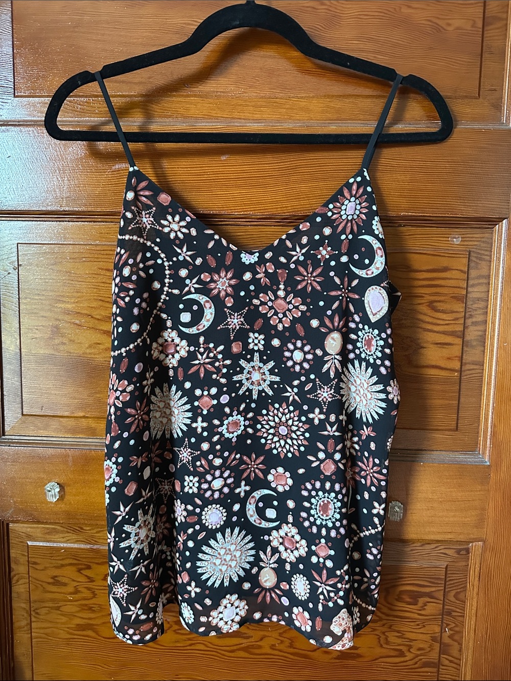 Ann Taylor Black Gem & Celestial Print Cami